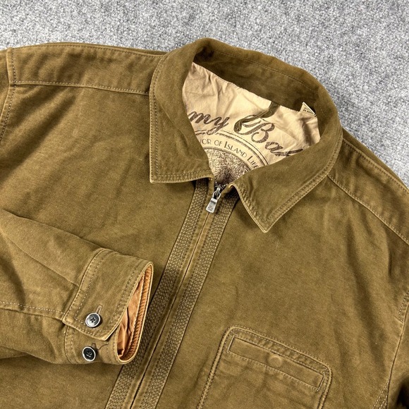 Tommy Bahama Jacket Mens XXL Brown Cotton Full Zip Casual Harrington Barn
